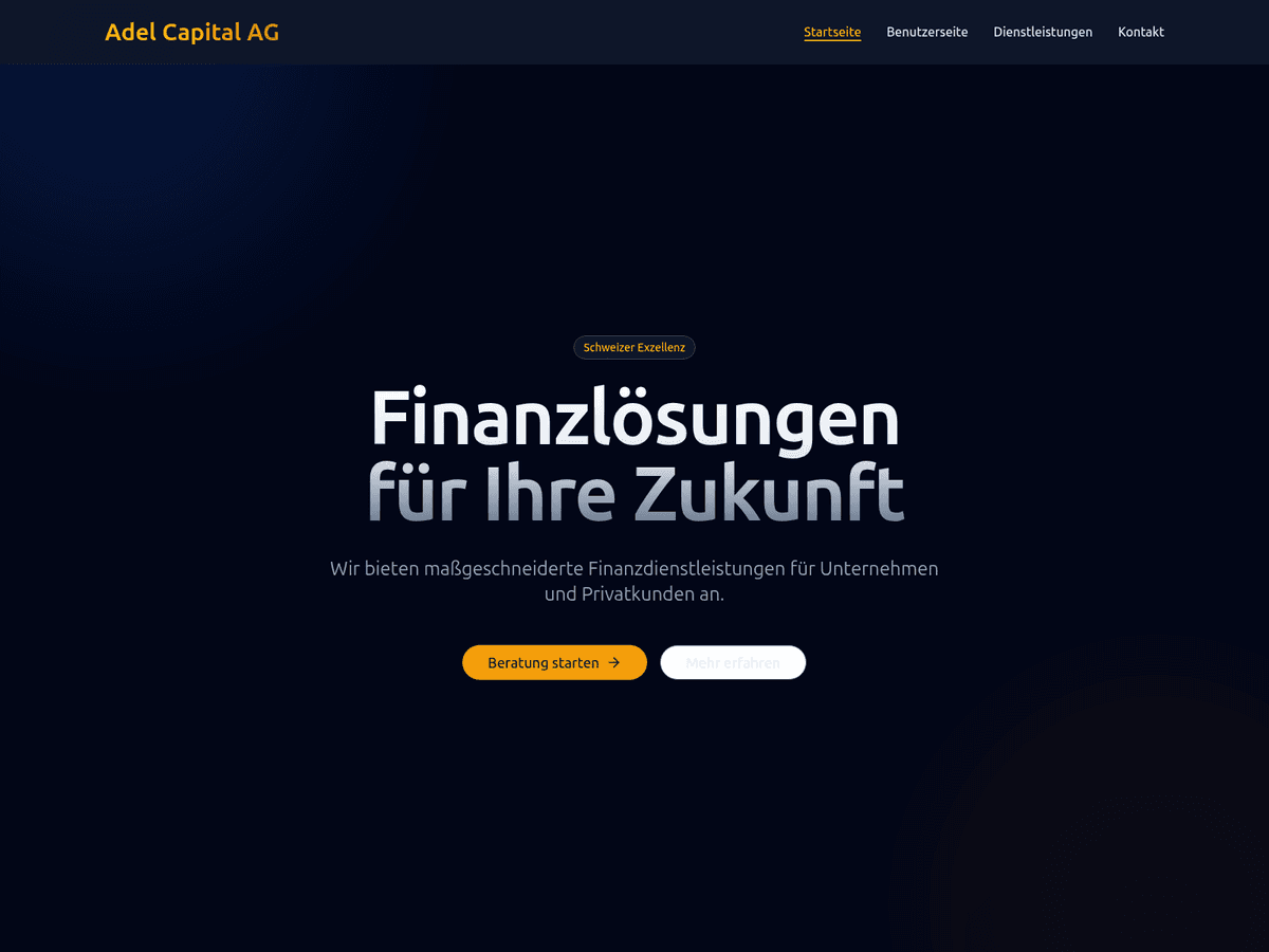 Screenshot der Webseite Adel Capital (adel-capital.ch)