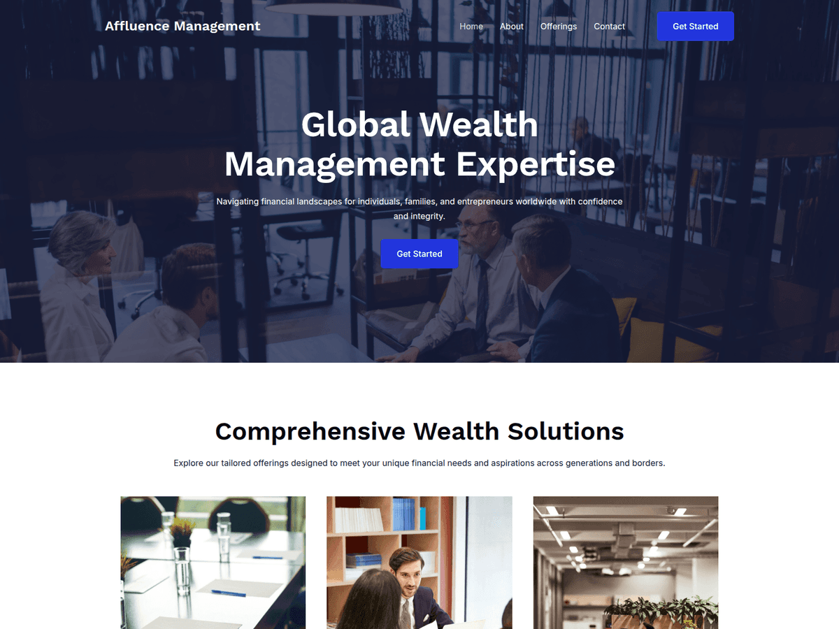 Screenshot der Webseite Affluence Management (affluence-management.com)