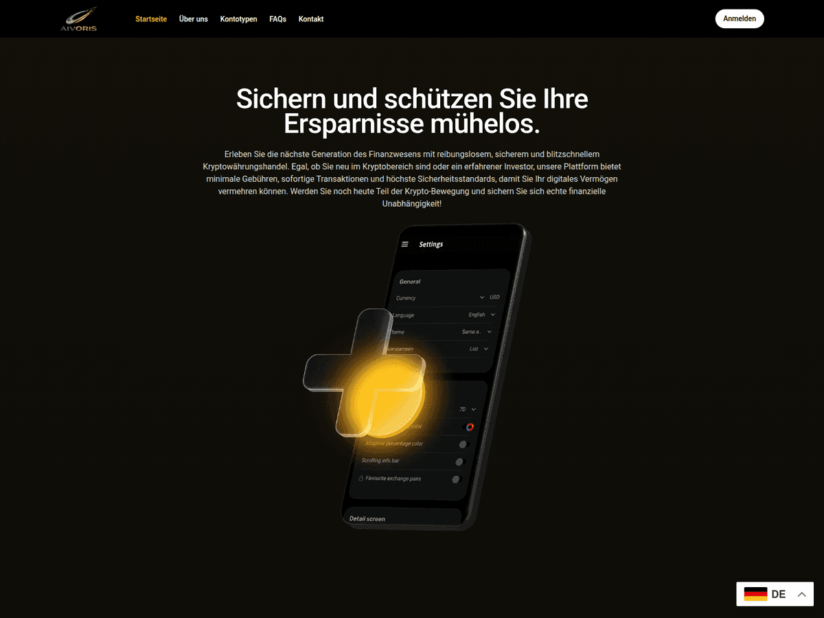 Screenshot der Webseite Aivoris (aivoris.net)