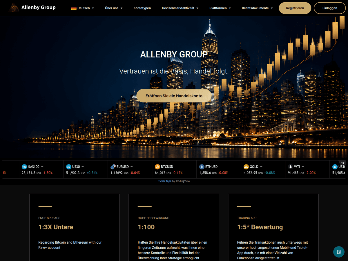Screenshot der Webseite Allenbygroup (allenbygroup.com)