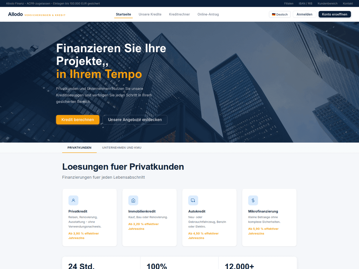 Screenshot der Webseite Allodo (allodo.de)
