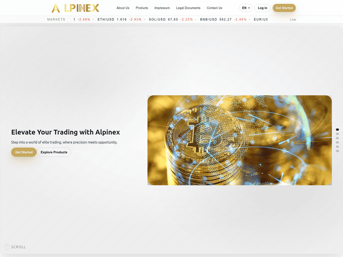 Screenshot der Webseite Alpinexmarket (alpinexmarket.uk)