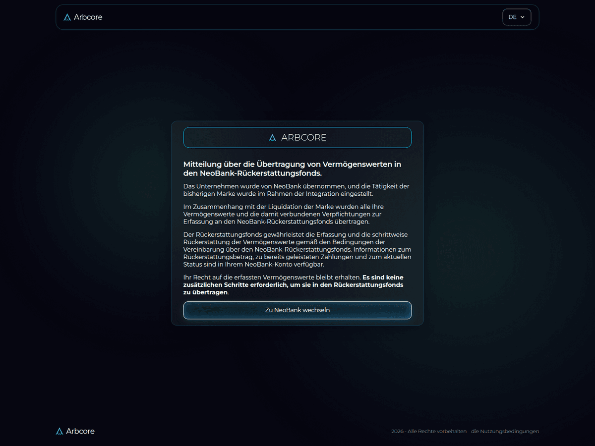 Screenshot von Arbcore