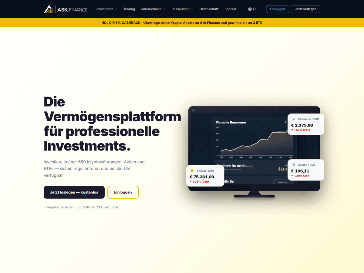 Screenshot von Ask Finanz