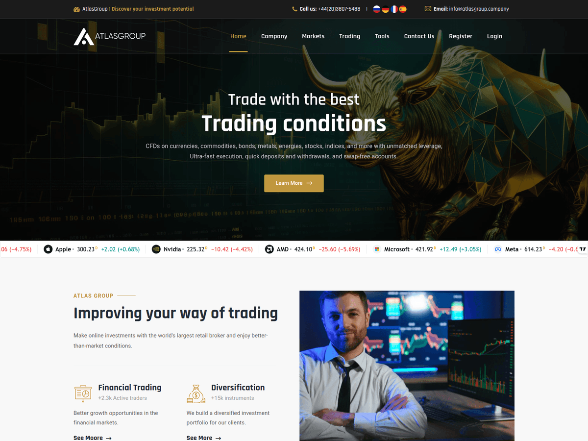 Screenshot der Webseite Atlasgroup (atlasgroup.company)
