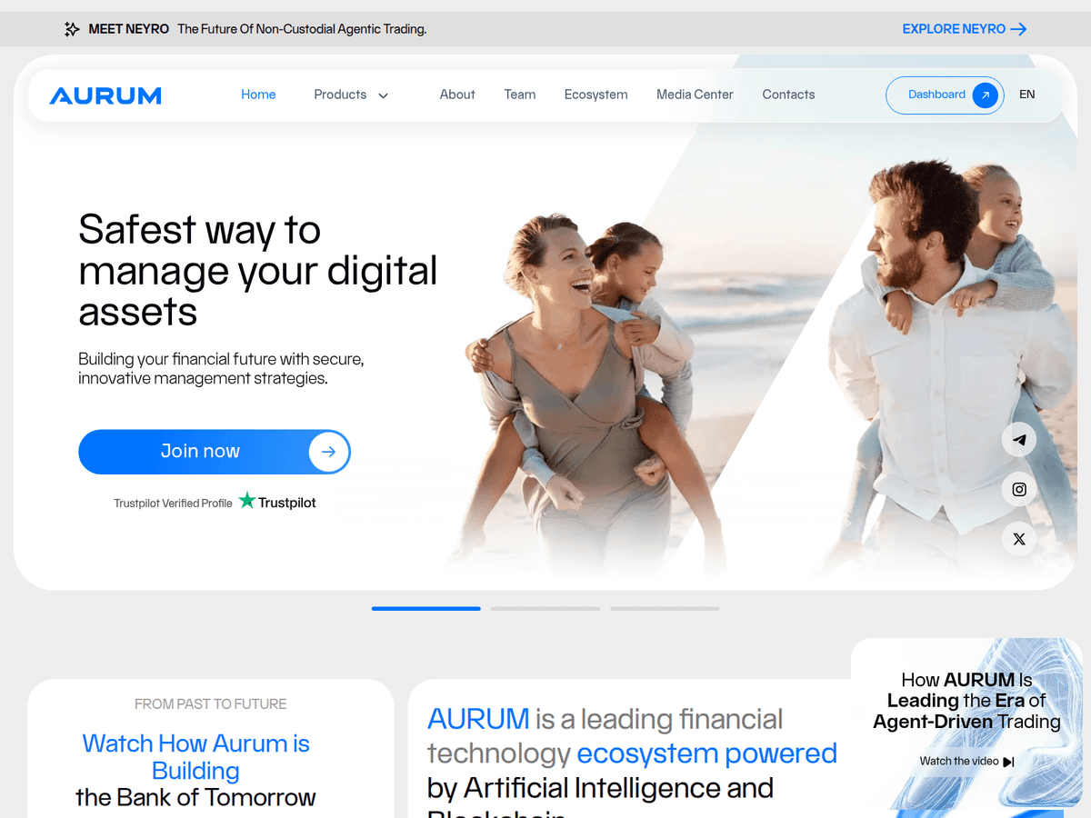 Screenshot der Webseite Aurum (aurum.foundation)