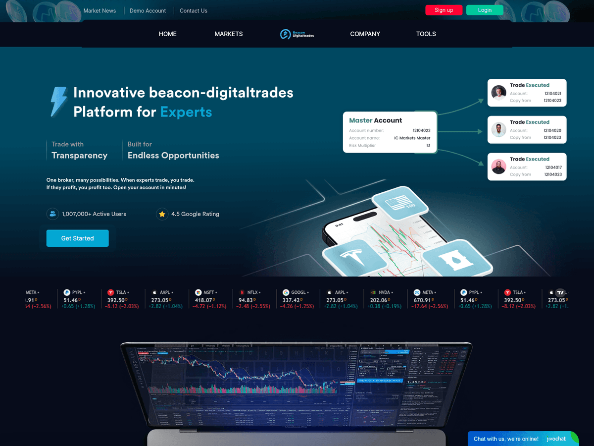 Screenshot von Beacon Digitaltrades