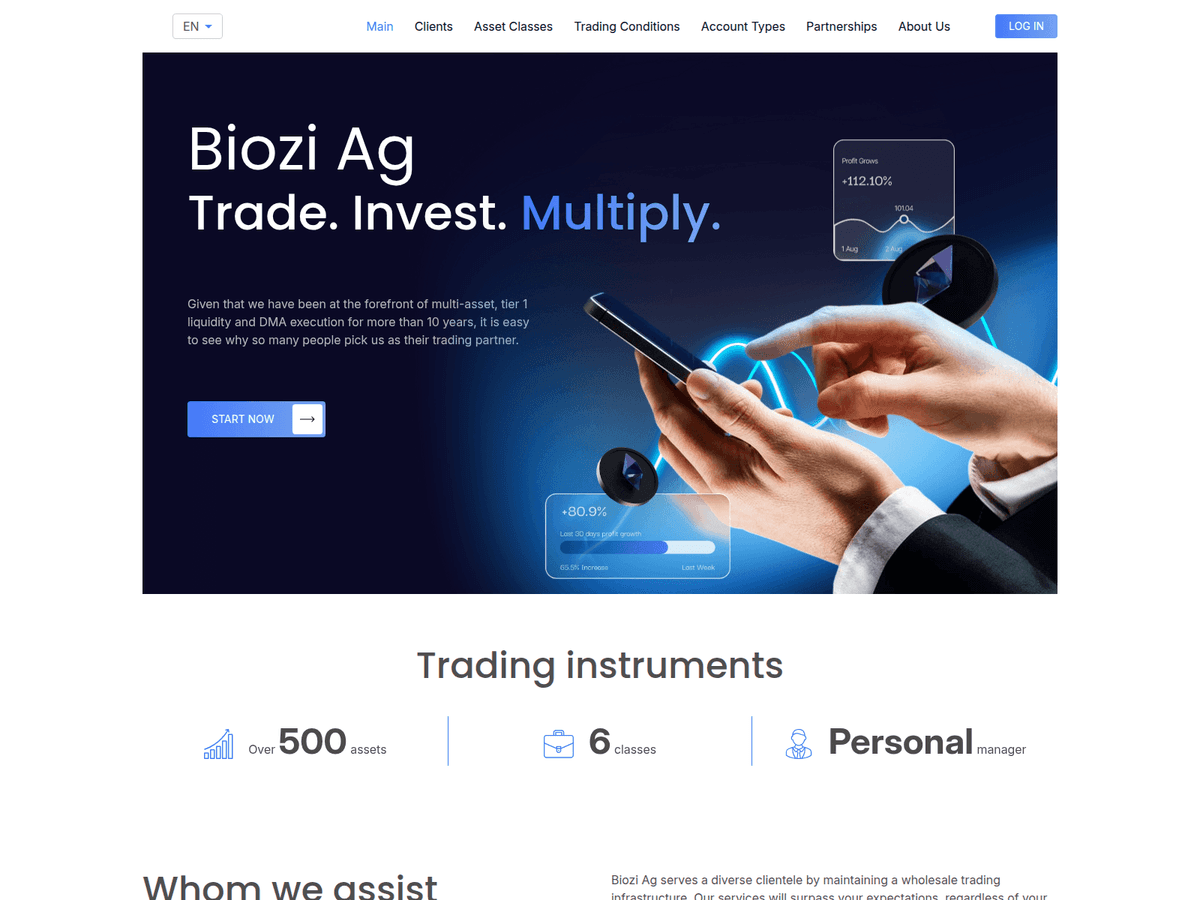 Screenshot der Webseite Bioziag (bioziag.com)