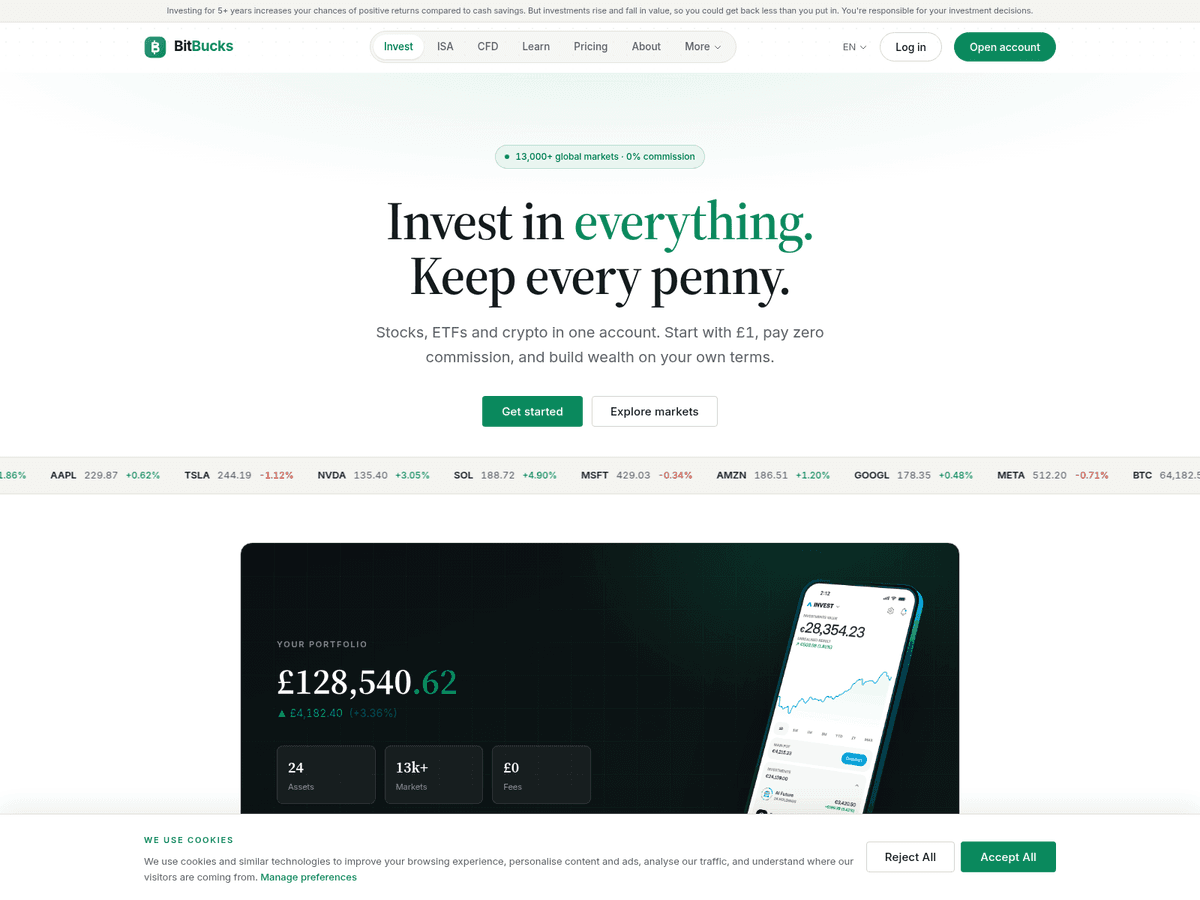 Screenshot der Webseite Bitbucks (bitbucks.space)