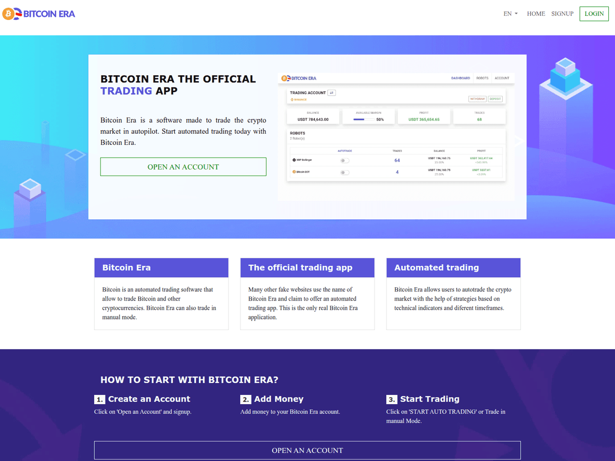 Screenshot der Webseite Bitcoinera (bitcoinera.com)