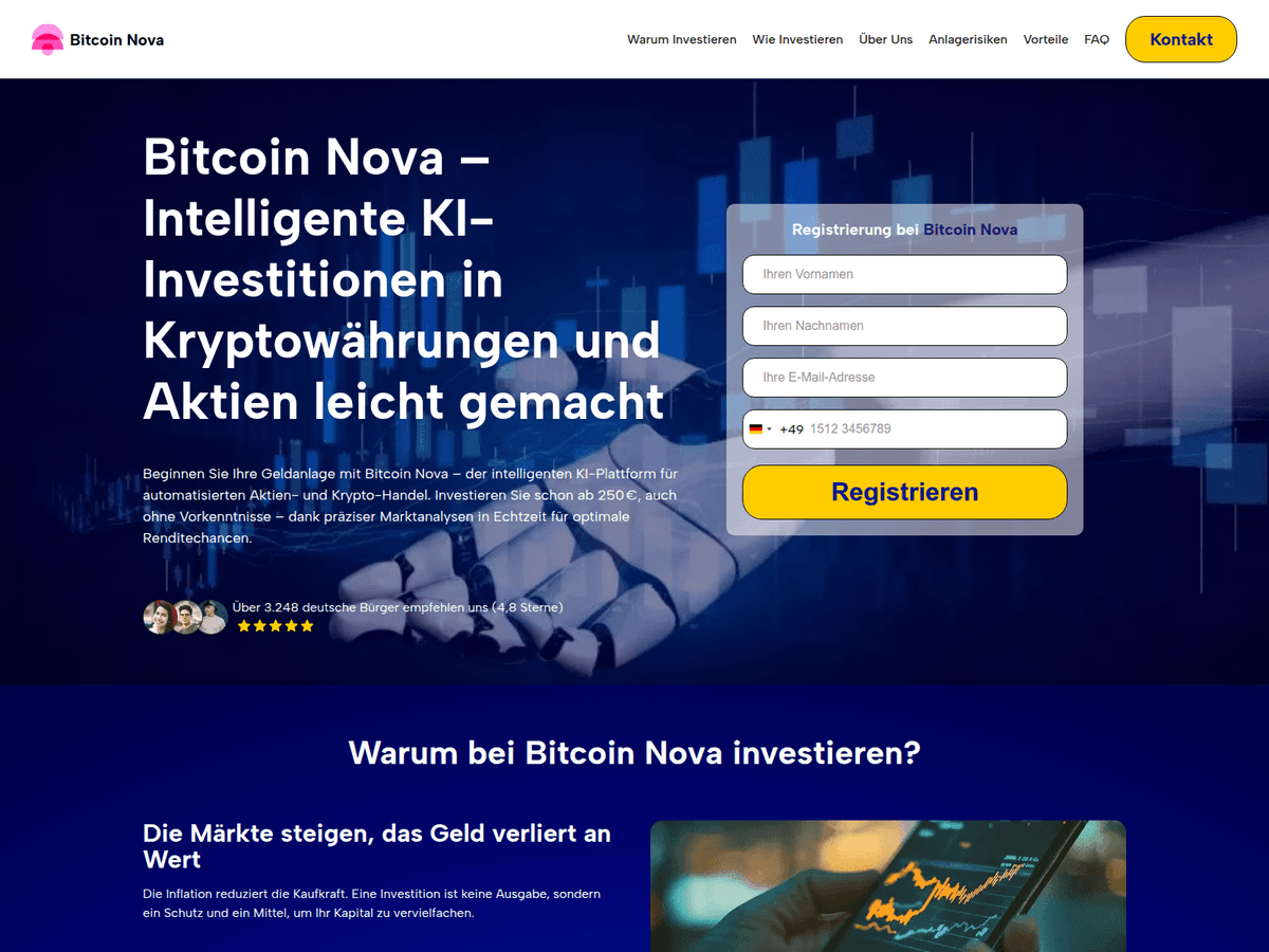 Screenshot von Bitcoinnova De
