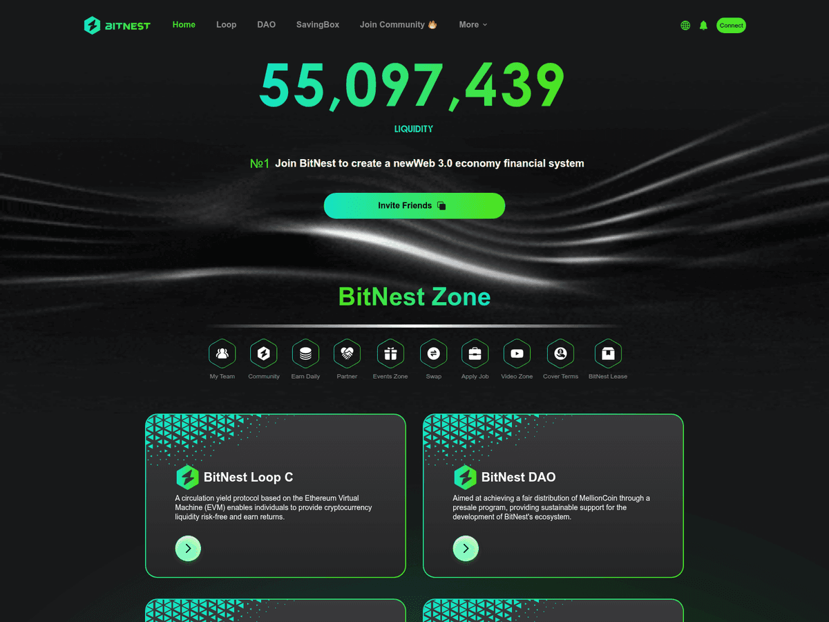 Screenshot der Webseite Bitnest (bitnest.finance)