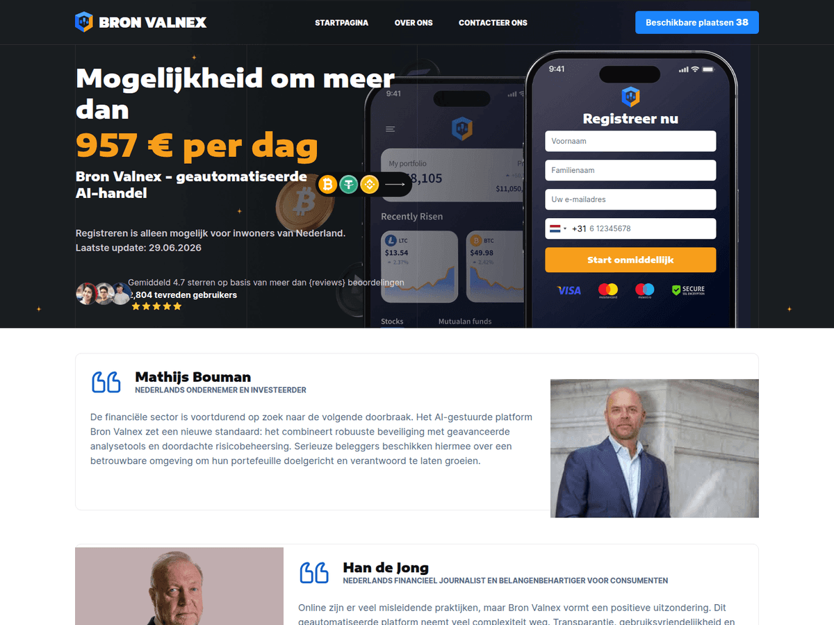 Screenshot der Webseite Bron Valnex (bron-valnex.com)