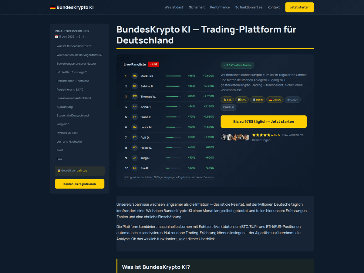 Screenshot der Webseite Bundeskrypto Ki (bundeskrypto-ki.de)