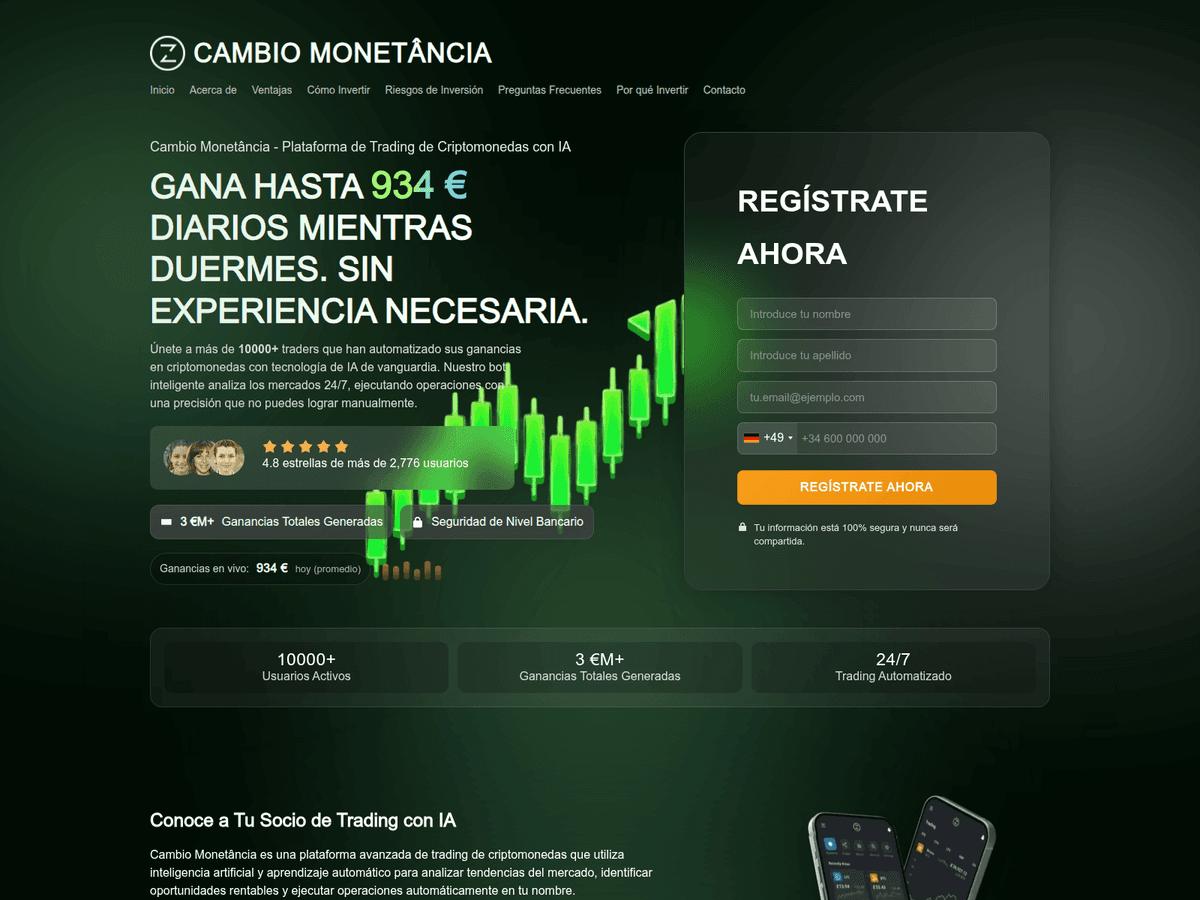Screenshot der Webseite Cambiomonetncia (cambiomonetncia.com)