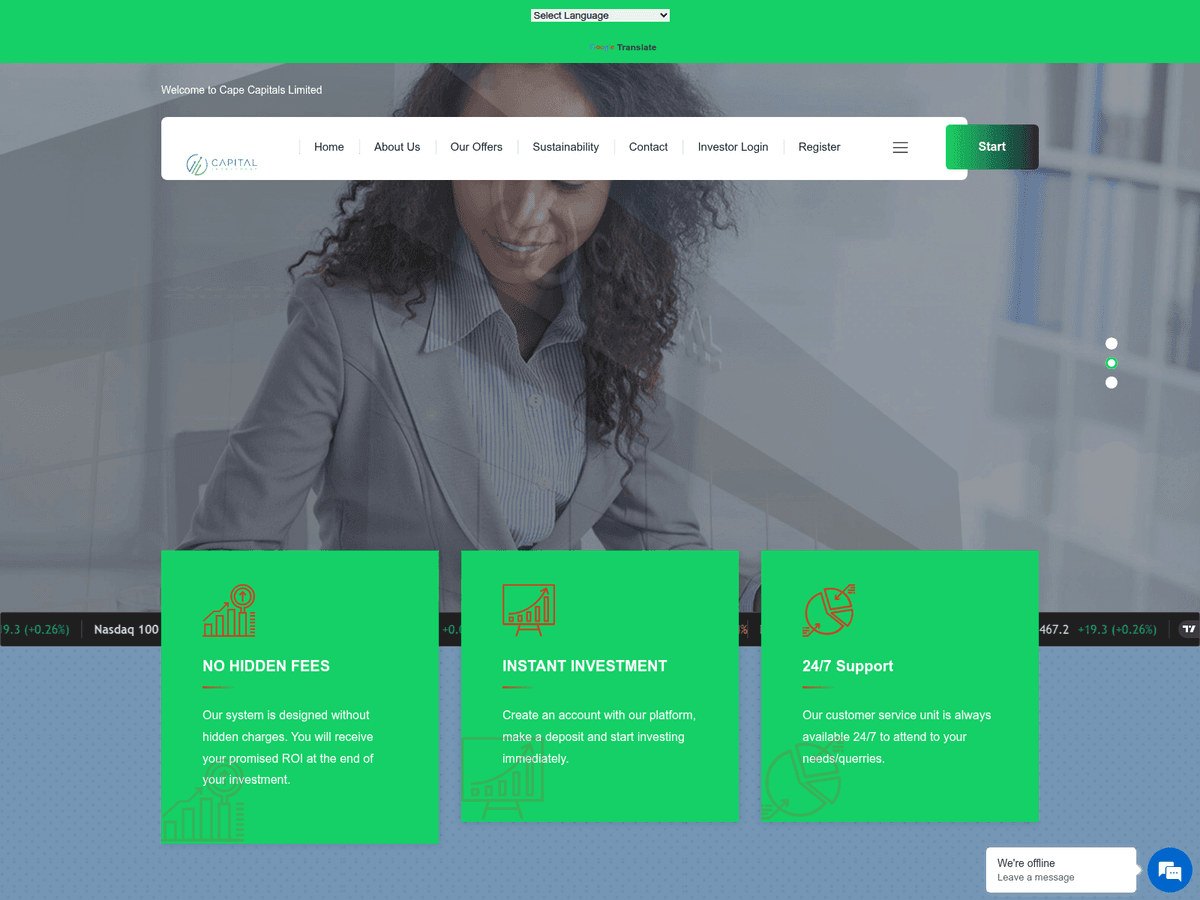 Screenshot der Webseite Capecapitals (capecapitals.com)