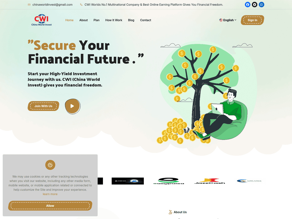 Screenshot der Webseite Chinaworldinvest (chinaworldinvest.com)