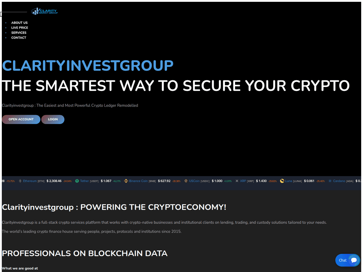 Screenshot der Webseite Clarityinvestgroup (clarityinvestgroup.org)