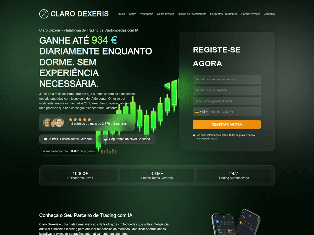 Screenshot der Webseite Clarodexeristrade (clarodexeristrade.com)