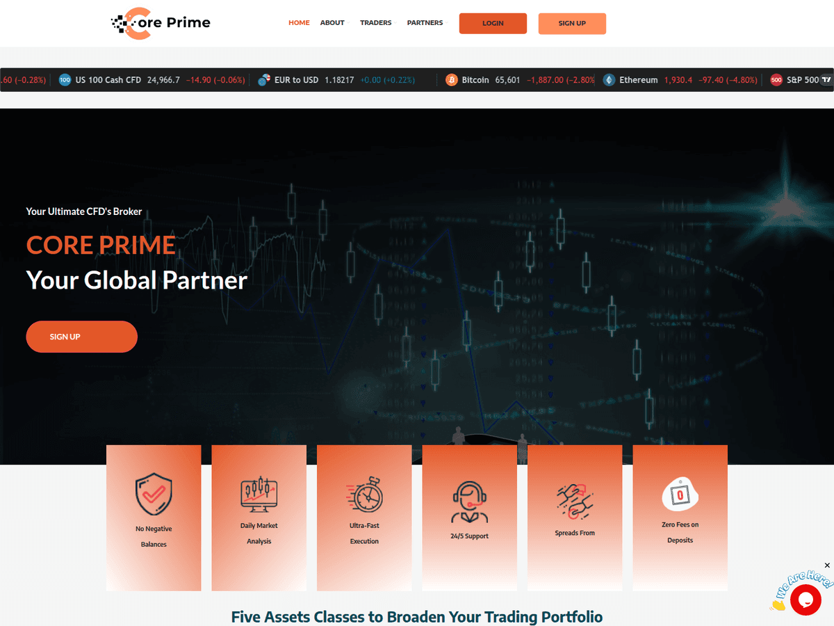 Screenshot von Coreprimemarkets