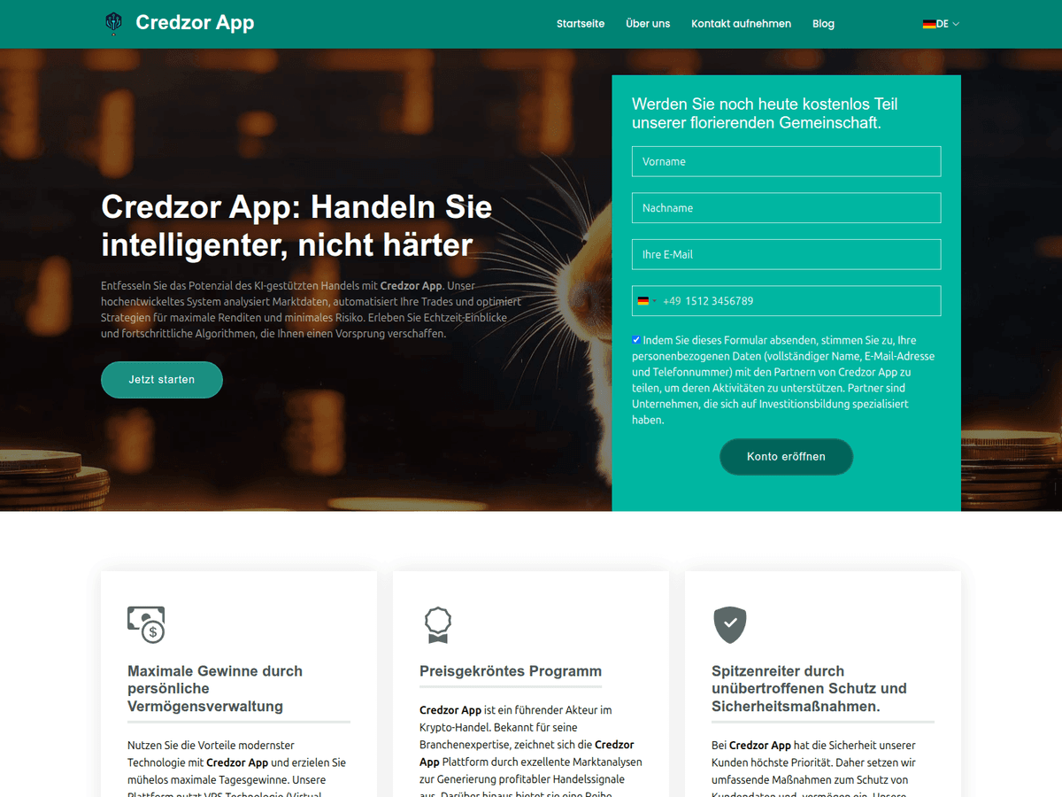 Screenshot von Credzor App