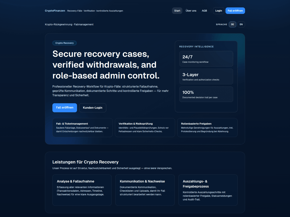Screenshot der Webseite Cryptofinanzen (cryptofinanzen.de)