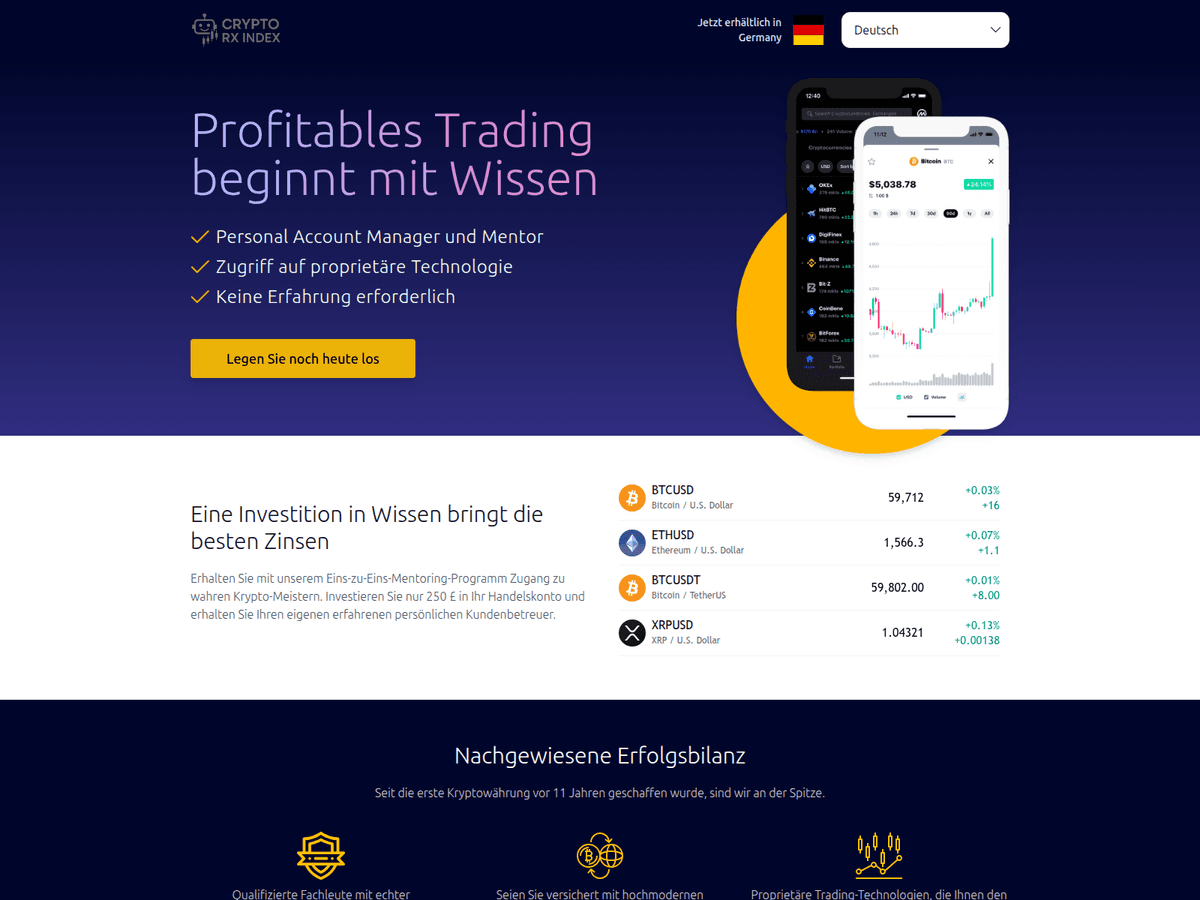 Screenshot der Webseite Cryptorxindex (cryptorxindex.info)