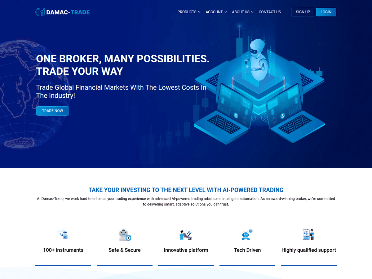 Screenshot der Webseite Damac Trade (damac-trade.com)