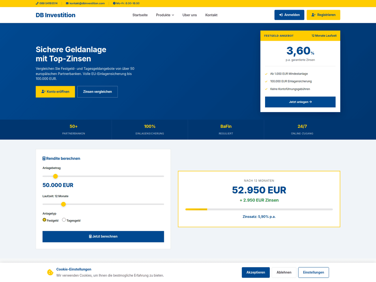 Screenshot der Webseite Dbinvestition (dbinvestition.com)