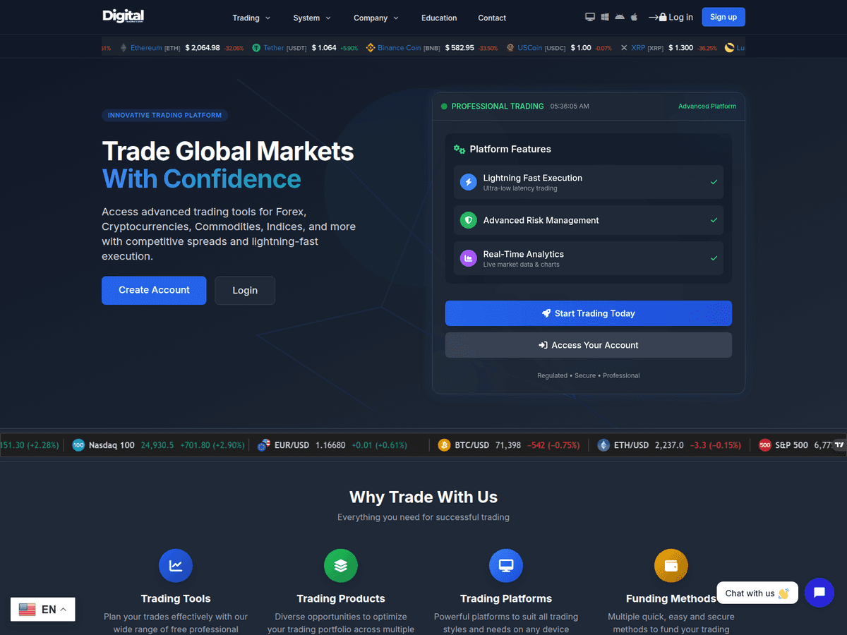 Screenshot von Digitaltradechainpro