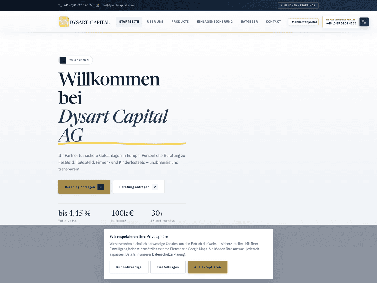 Screenshot von Dysart Capital