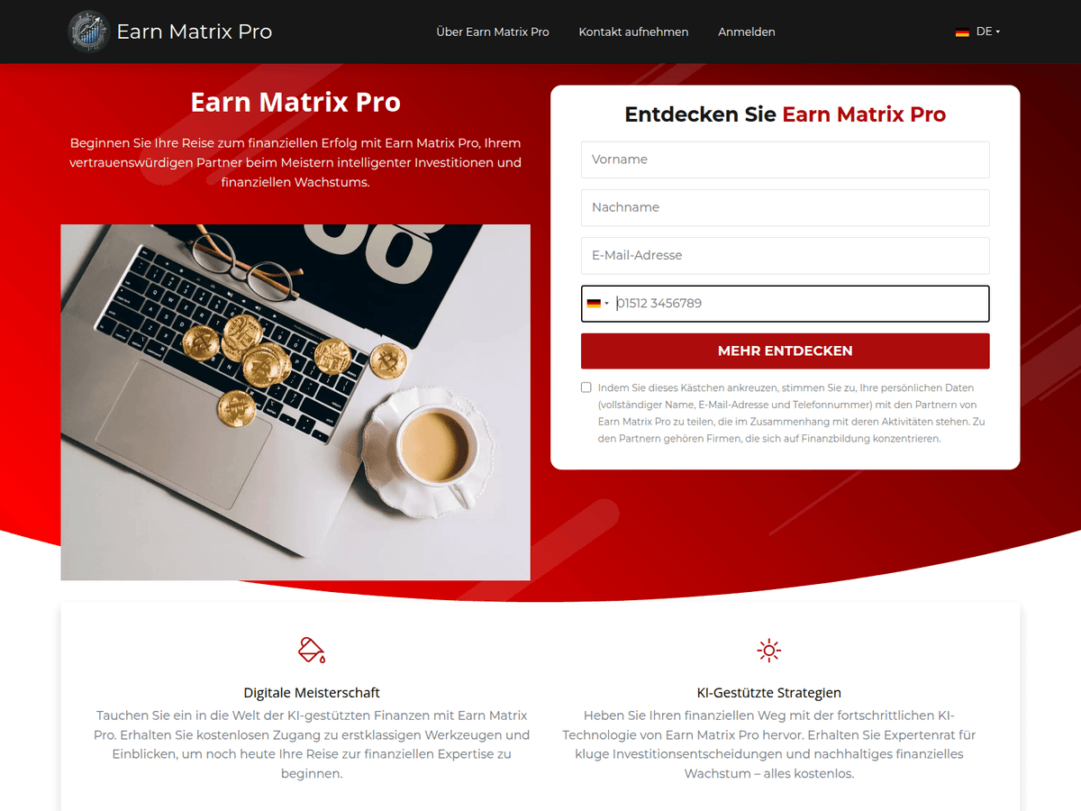 Screenshot von Earnmatrixpro