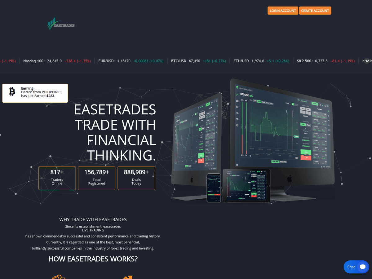 Screenshot von Easetrades