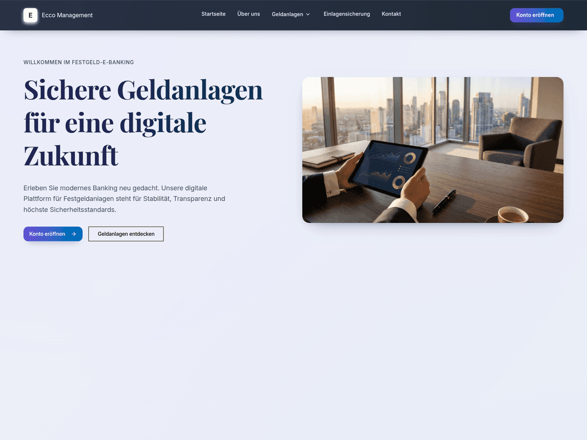 Screenshot der Webseite Ecco Management (ecco-management.com)