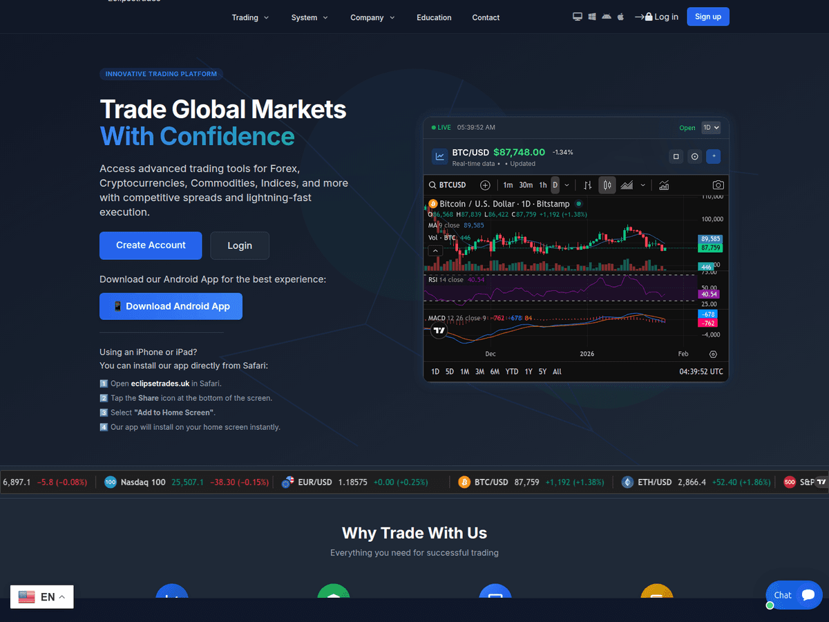 Screenshot von Eclipsetrades