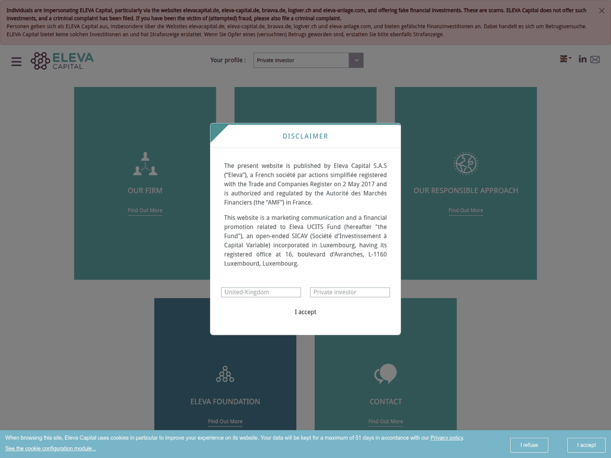 Screenshot von Elevacapital