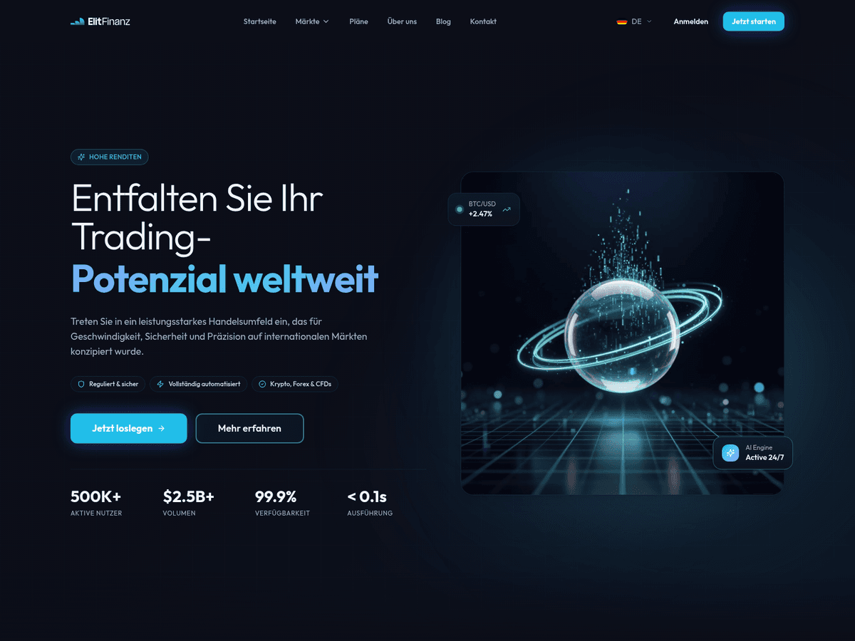 Screenshot von Elitfinanz