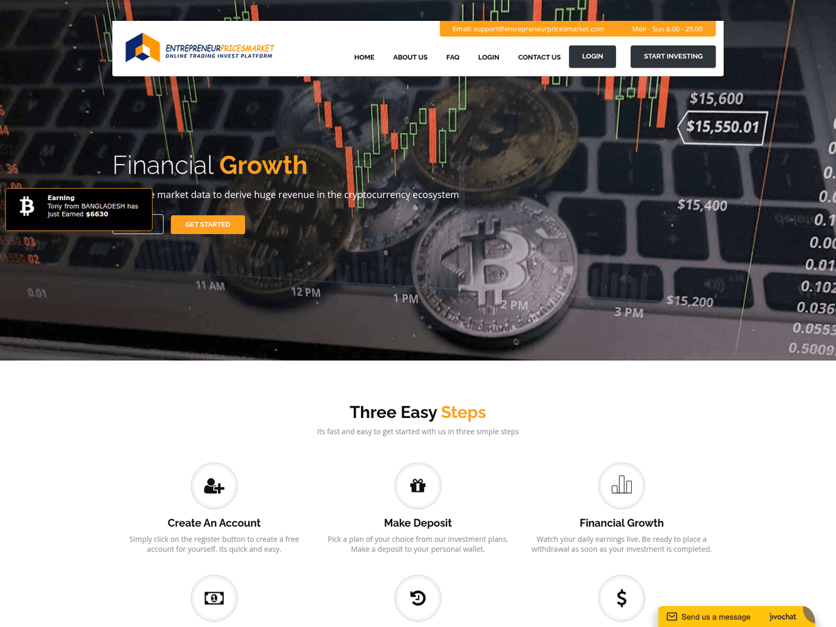 Screenshot von Entrepreneurpricesmarket