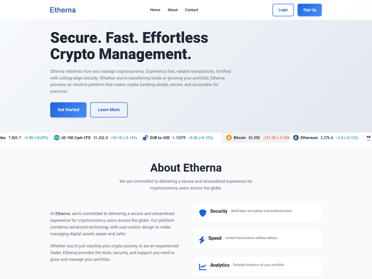 Screenshot von Etherna