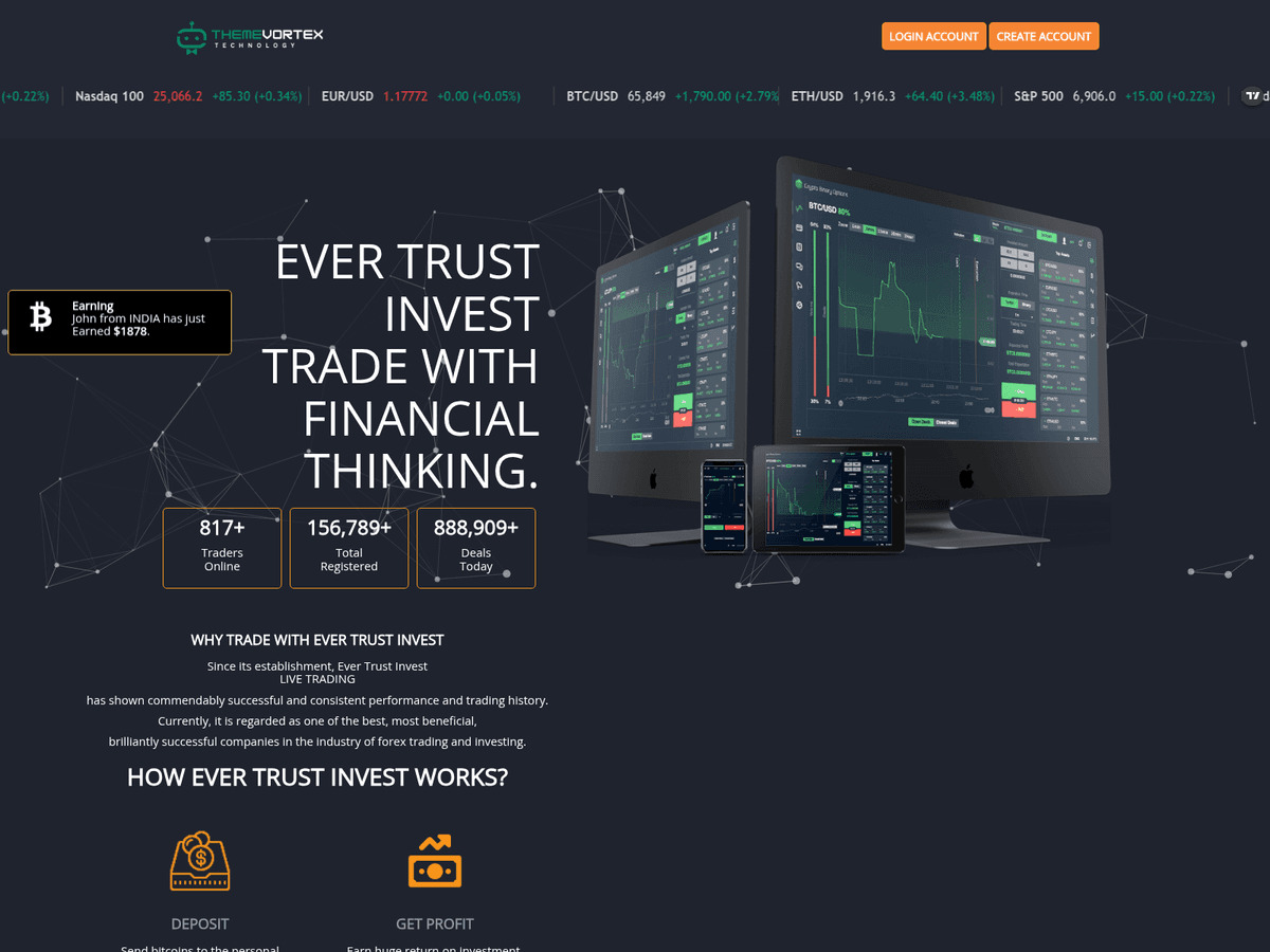 Screenshot der Webseite Evertrustinvest (evertrustinvest.live)