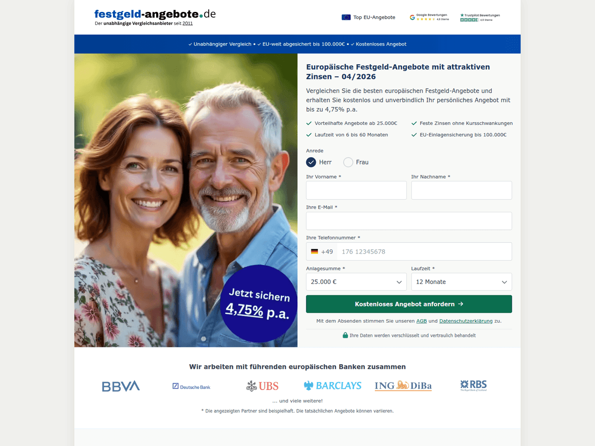 Screenshot der Webseite Festgeld Angebote (festgeld-angebote.de)