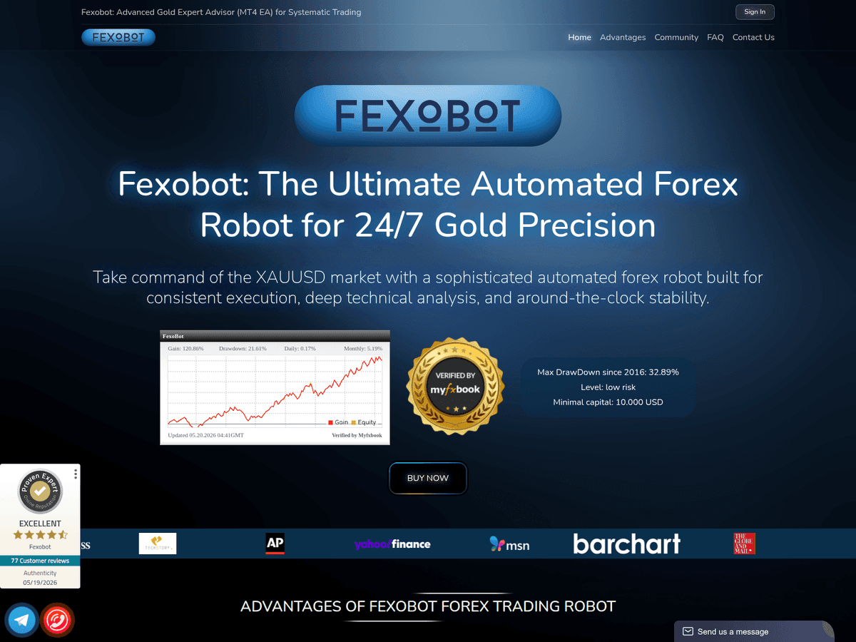 Screenshot der Webseite Fexobot (fexobot.com)