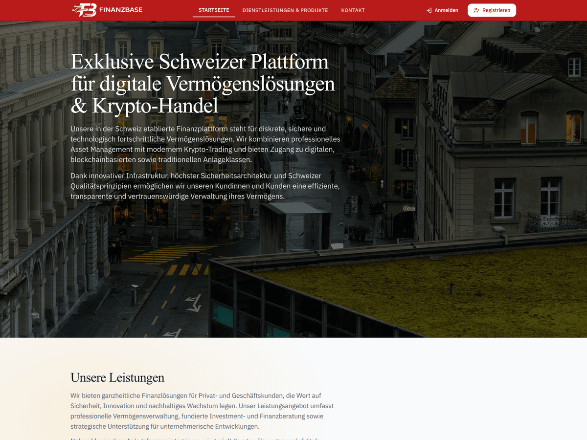 Screenshot der Webseite Finanzbase (finanzbase.ch)