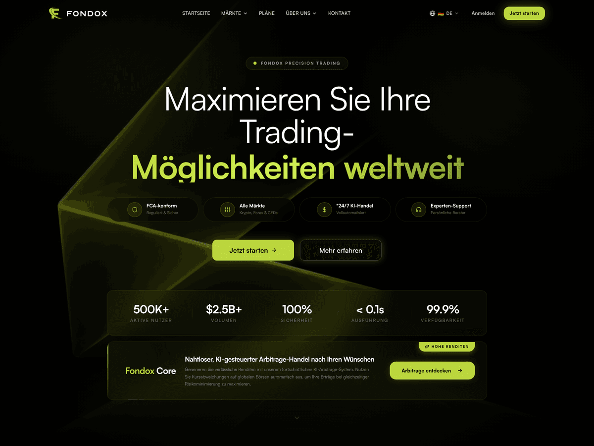 Screenshot der Webseite Fondox (fondox.de)
