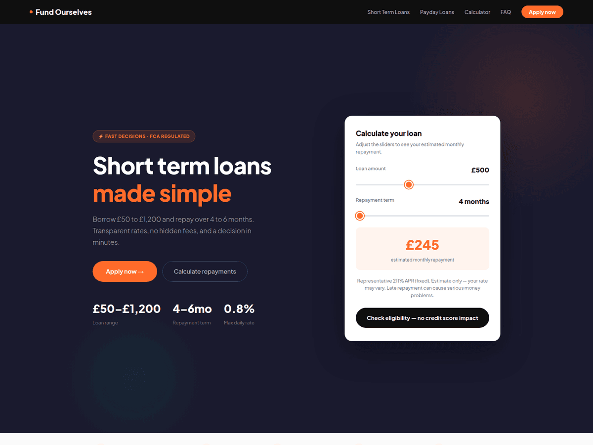 Screenshot der Webseite Fundourselves (fundourselves.uk)