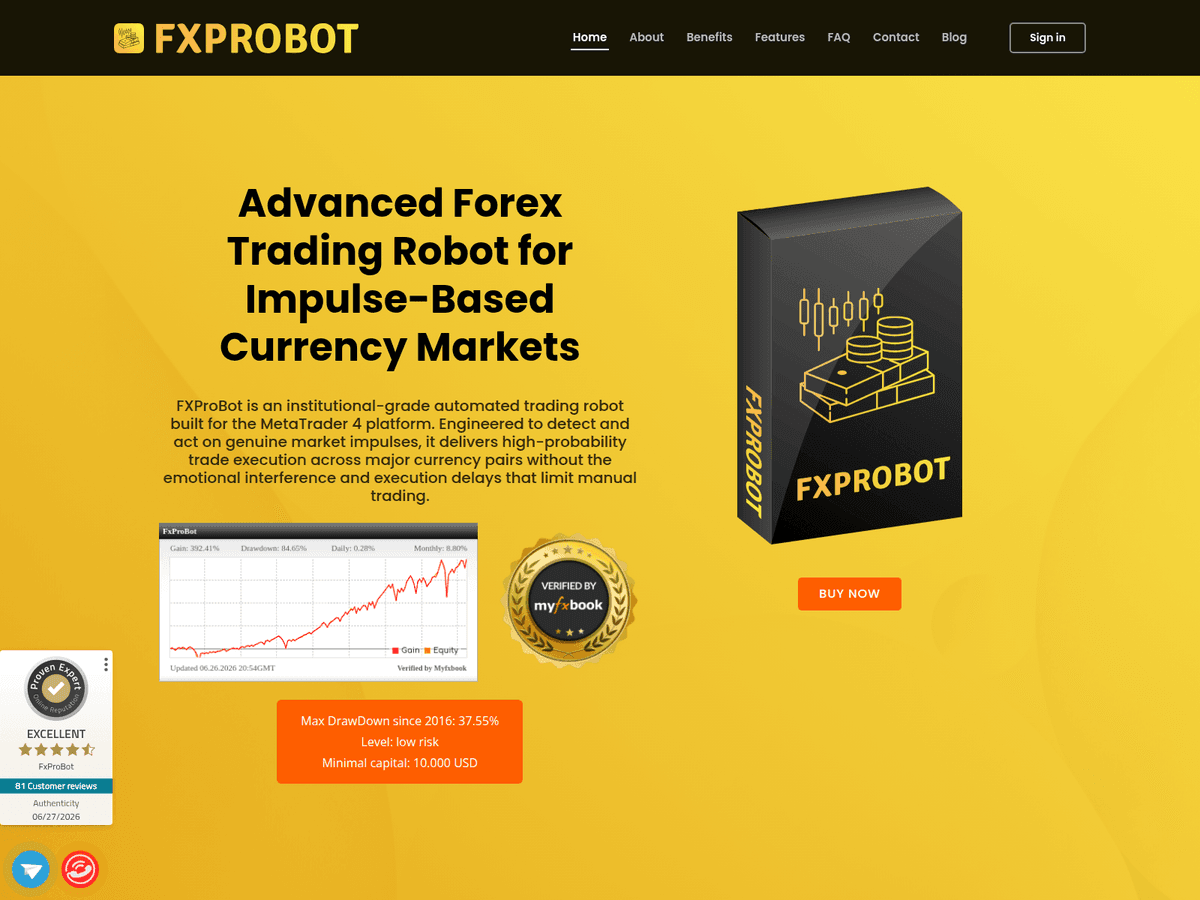 Screenshot der Webseite Fxprobot (fxprobot.com)