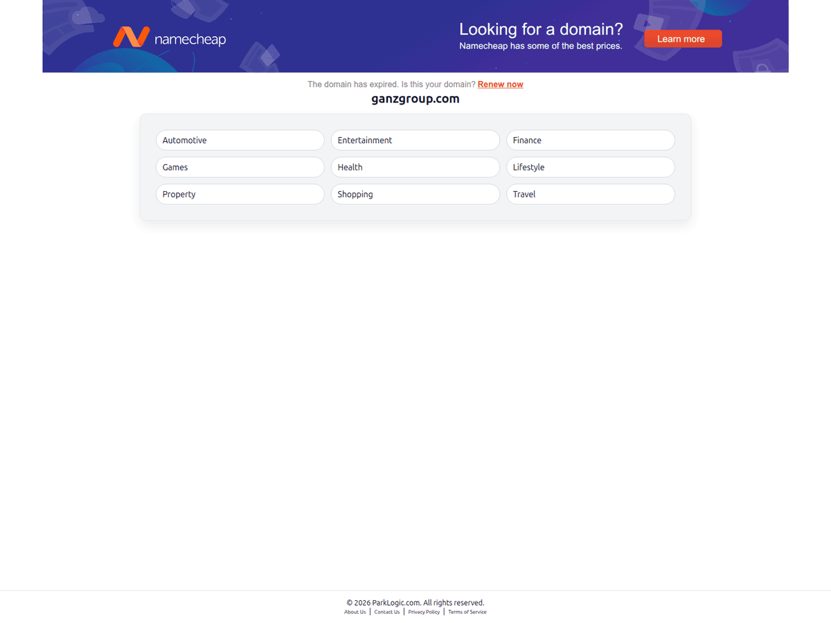 Screenshot der Webseite Ganzgroup (ganzgroup.com)