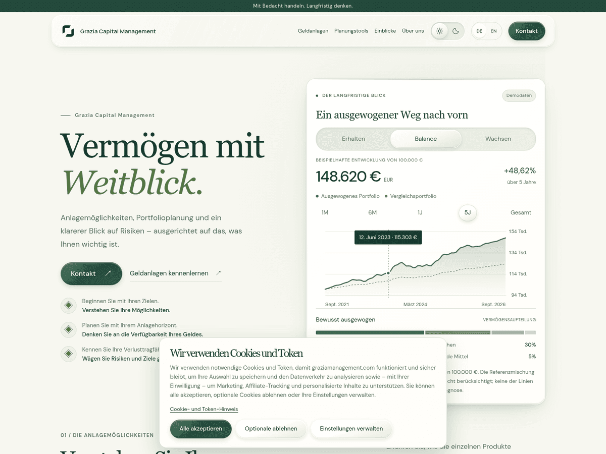 Screenshot der Webseite Graziamanagement (graziamanagement.com)