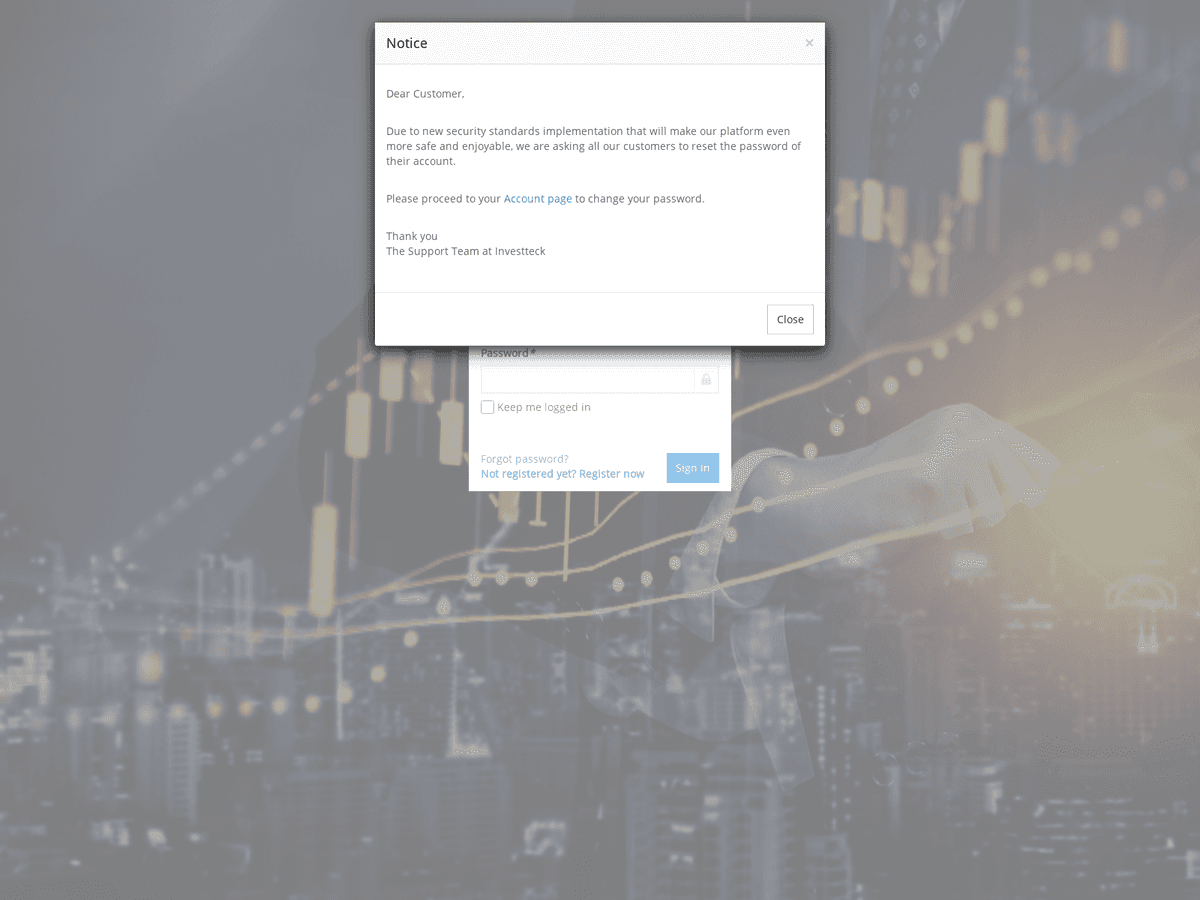 Screenshot von Investteck