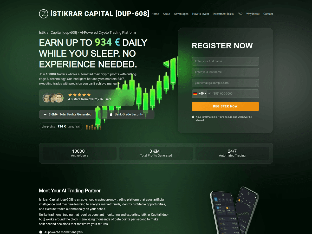 Screenshot der Webseite Istikrarcapitalplatform (istikrarcapitalplatform.net)